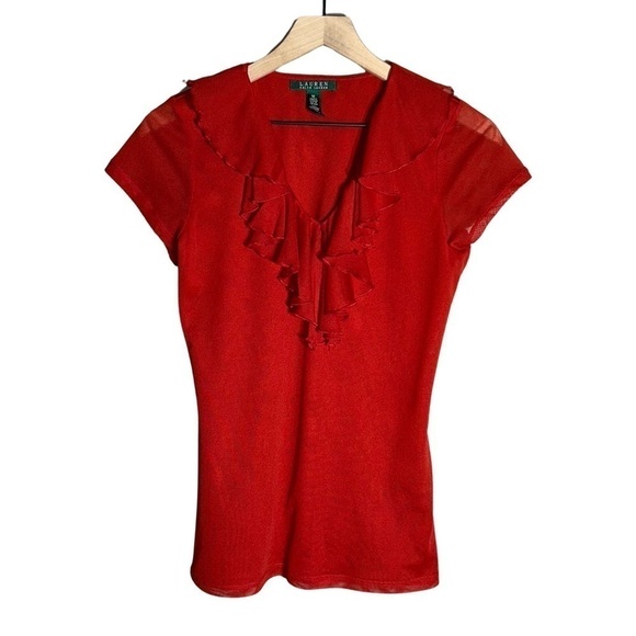 Lauren Ralph Lauren Ruffle Blouse - Size M - Picture 1 of 7